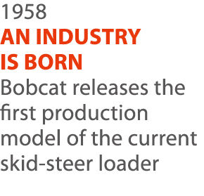 1958 AN INDUSTRY IS BORN Bobcat releases the first production model of the current skid-steer loader