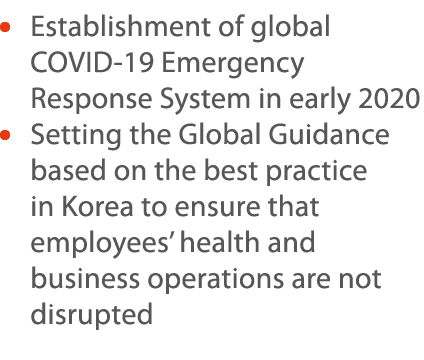    Establishment of global COVID-19 Emergency Response System in early 2020    Setting the Global Guidance based on t   