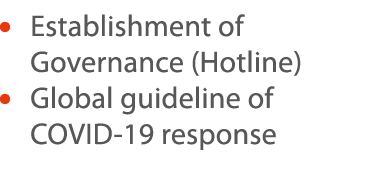    Establishment of Governance (Hotline)    Global guideline of COVID-19 response 