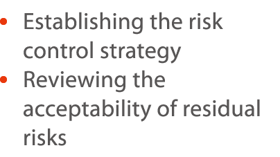    Establishing the risk control strategy    Reviewing the acceptability of residual risks 