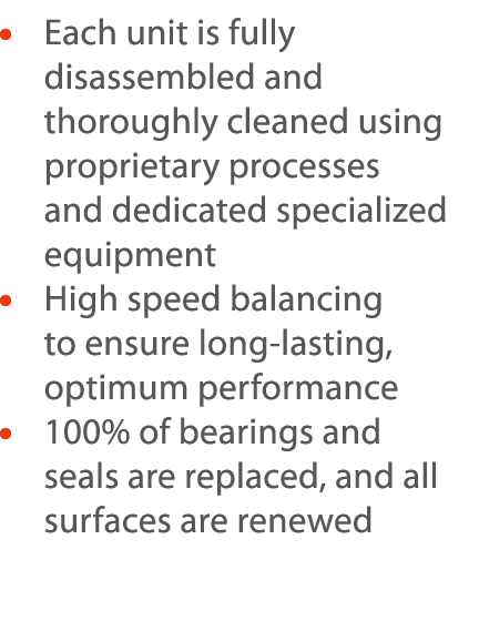     Each unit is fully disassembled and thoroughly cleaned using proprietary processes and dedicated specialized equi   