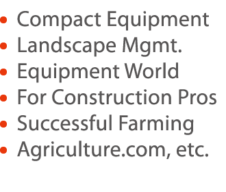    Compact Equipment   Landscape Mgmt      Equipment World    For Construction Pros    Successful Farming   Agricultu   