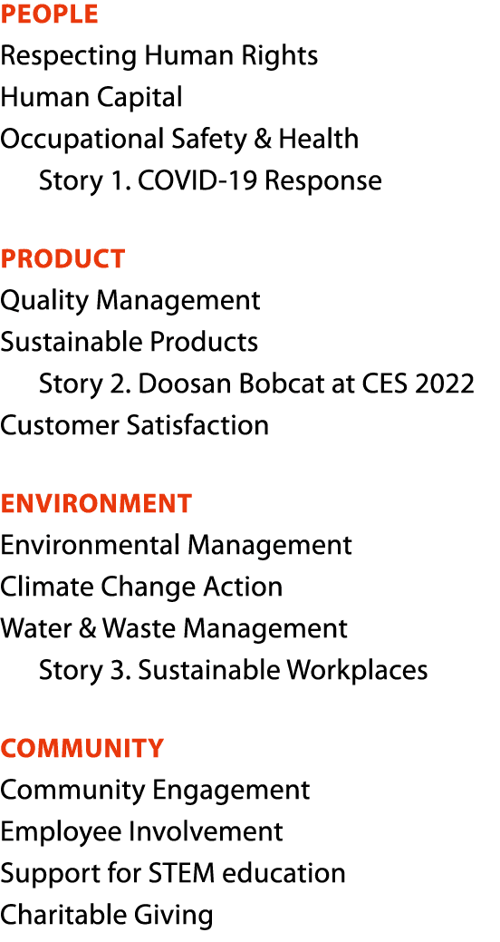 People Respecting Human Rights Human Capital Occupational Safety & Health    Story 1  COVID-19 Response Product Quali   