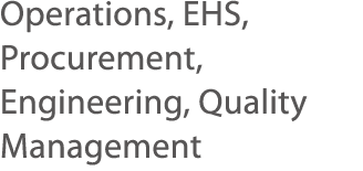Operations, EHS, Procurement, Engineering, Quality Management 