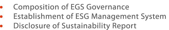     Composition of EGS Governance     Establishment of ESG Management System     Disclosure of Sustainability Report