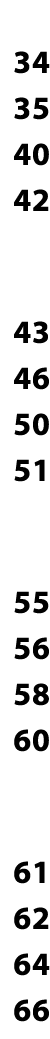  34 35 40 42  43 46 50 51  55 56 58 60  61 62 64 66