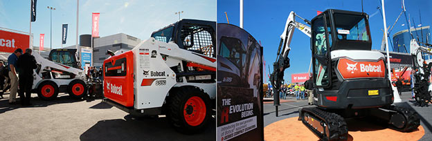 The Bobcat M2-Series (left) and the Bobcat compact excavator R-Series (right) introduced at ConExpo 2017.