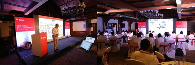 LEFT: Mr. Manish Jain, Engineering team leader explains about product advantages of developing Bobcat BHL. RIGHT: Mr. Gaby Rhayem is presenting how MEA team made a successful launch of Bobcat BHL with collaboration with strong channel partners.